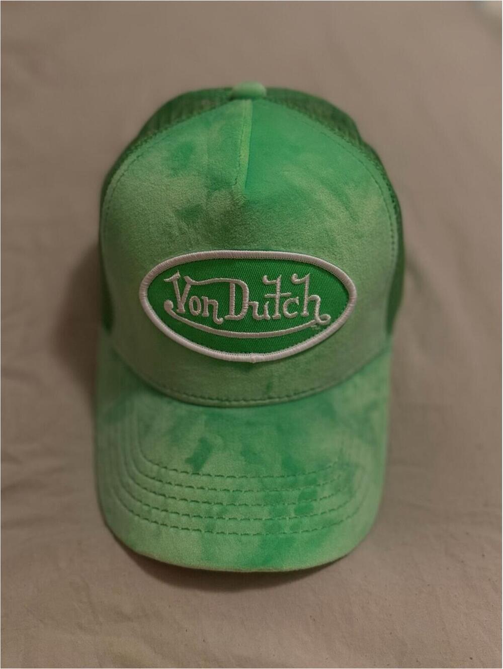 Von Dutch Green Tie-Dye Trucker Cap with White Logo